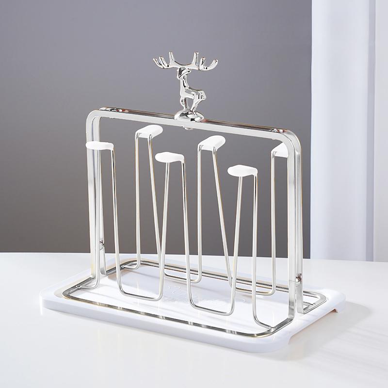 GIANXI Home Nordic Style Moose Design Iron Art Cup Holder Glass Cup Hanging Upside Down Storage Rack Cup Tray Holder