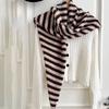 Korean Style Striped Scarf Plush Winter Shawl Simple Cape Wraps  Student