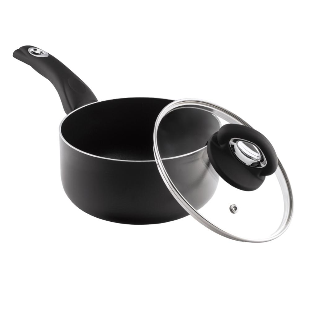 Black Diamond Non-Stick Sauce Pan & Glass Lid 16cm