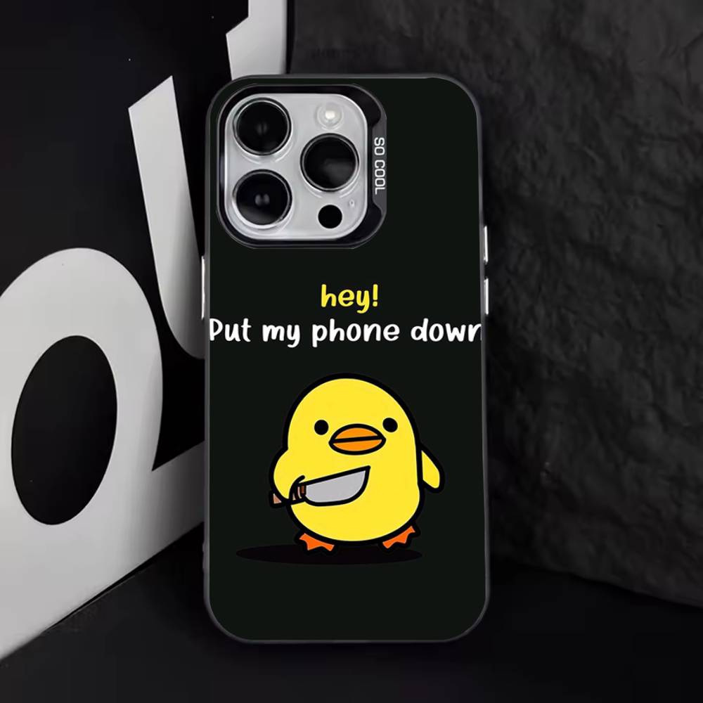 Lustige 'Fass mein Handy nicht an'-Handyhülle für iPhone 11,12,13,14,15,16,17,Pro,Max,Plus,E,Air,Mini IMD Mattschwarz