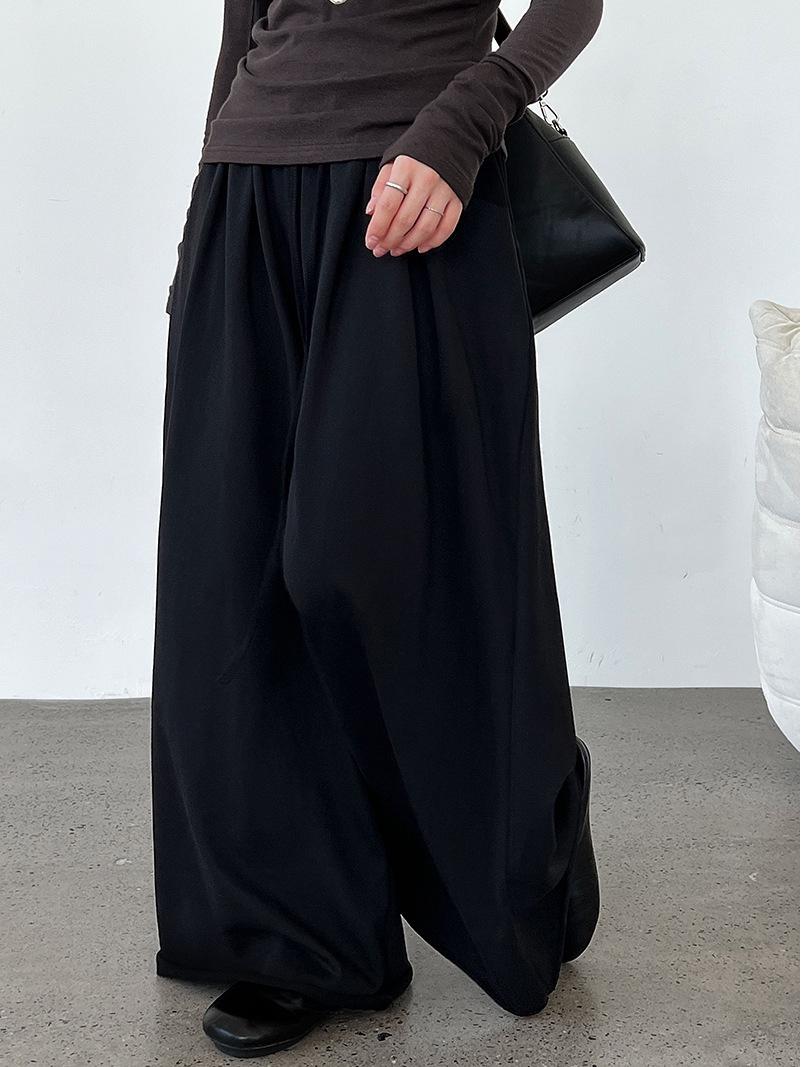 LUXI Women s High-Waisted Rolled-Up Wide-Leg Cotton Sweatpants - Autumn 2022 Edition Large
