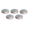 5 Sets Screw Back Button Silver Flower Blue Turquoise 30mm Round Shape Conchos with 4.5mm Screws for Leather Crafts