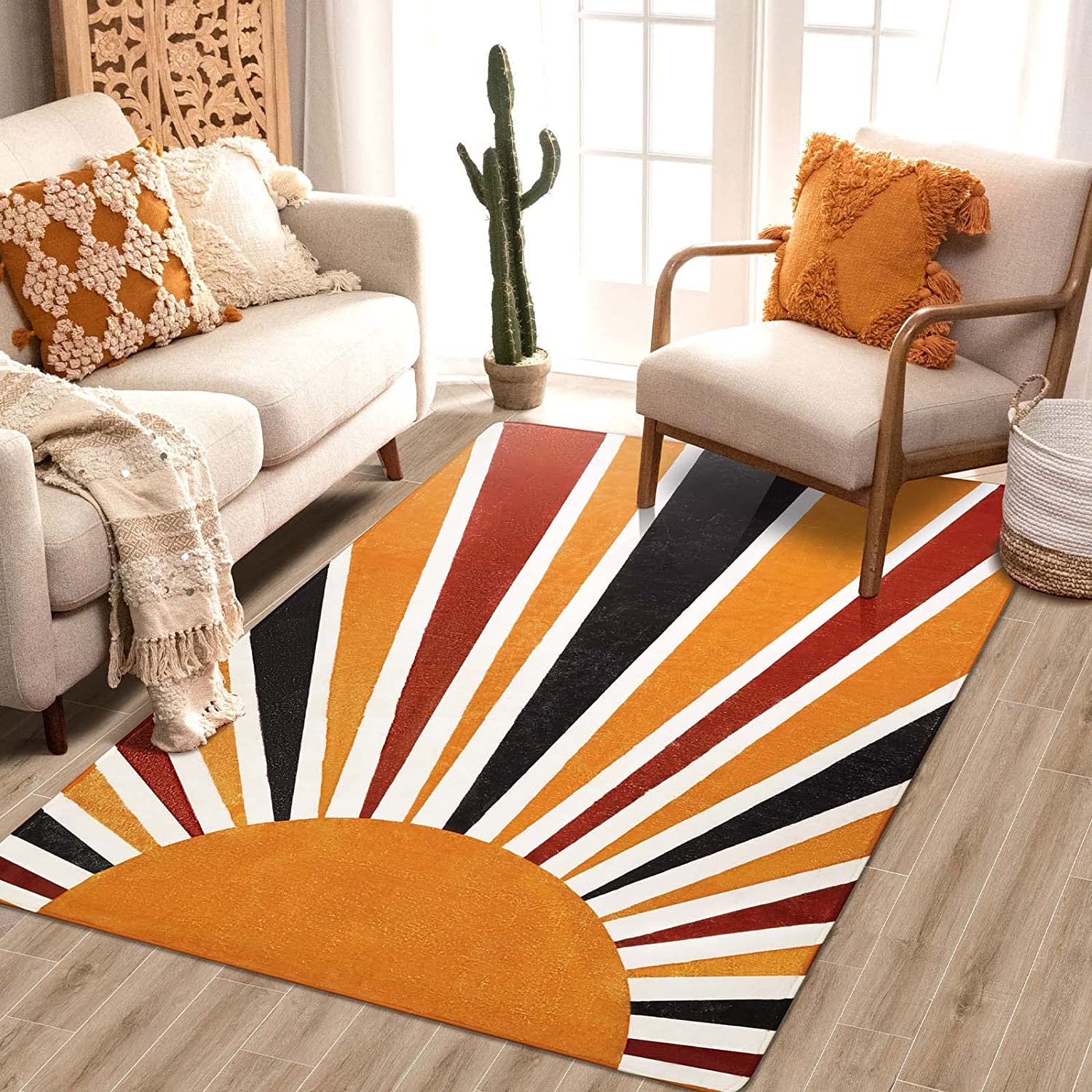 

Boho Rainbow Sun Carpet for Living Room Home Decor Sofa Table Large Area Rugs Indoor Entryway Mat Bedroom Floor Mat Decorations 40cm x 60cm