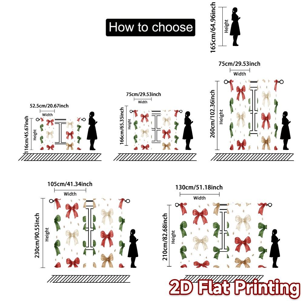 2D Flat Printing  JIT 2pcs   Curtains (Without Rod) Festive Ribbons Chic Curtains Fabric Curtains Thermal Insulation   and Room