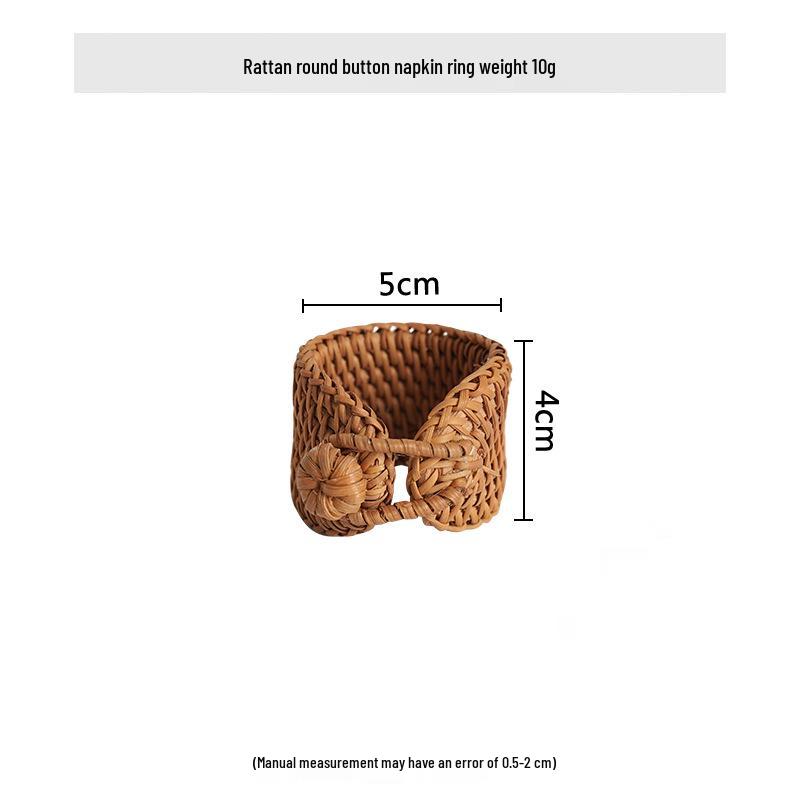 Vietnam Autumn Rattan Hand-Woven Napkin Ring - Seagrass Woven Holder for Western Restaurant Meals