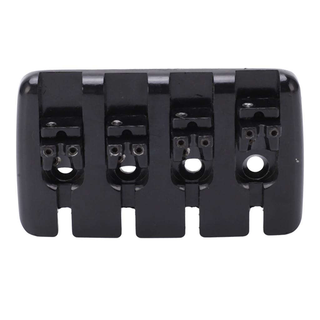 Guitar Bridge 4 String Metal Tailpiece Instrument Accessory Set Kit for Bass Black