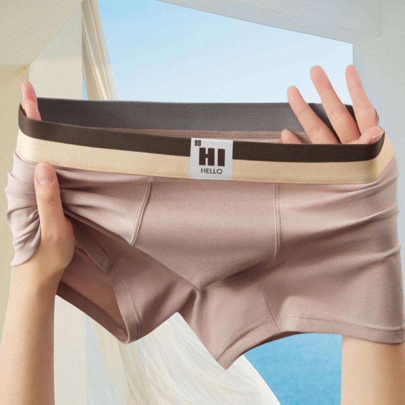 4 PCS Solid Color Men's Underwear Comfortable Breathable Boxer Briefs Soft Skin-friendly Boxer Briefs Mid-Waist Youth Shorts L-3XL