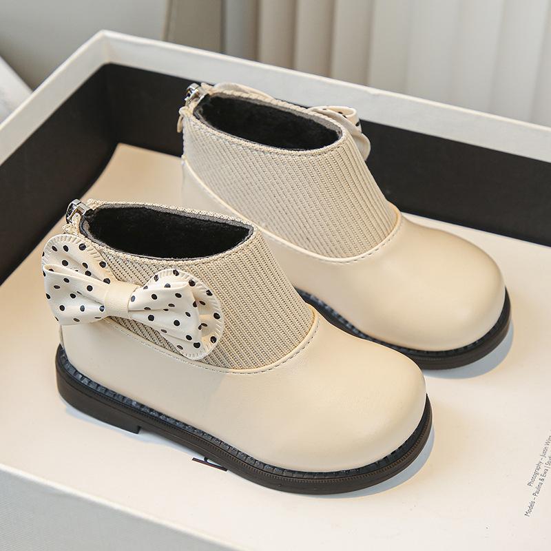 Children's Cotton Boots Winter New Style Girls' Short Boots with Plush Foreign Trade Children's Leather Boots, Two Cotton Soft Soled Girls' Boots Cute