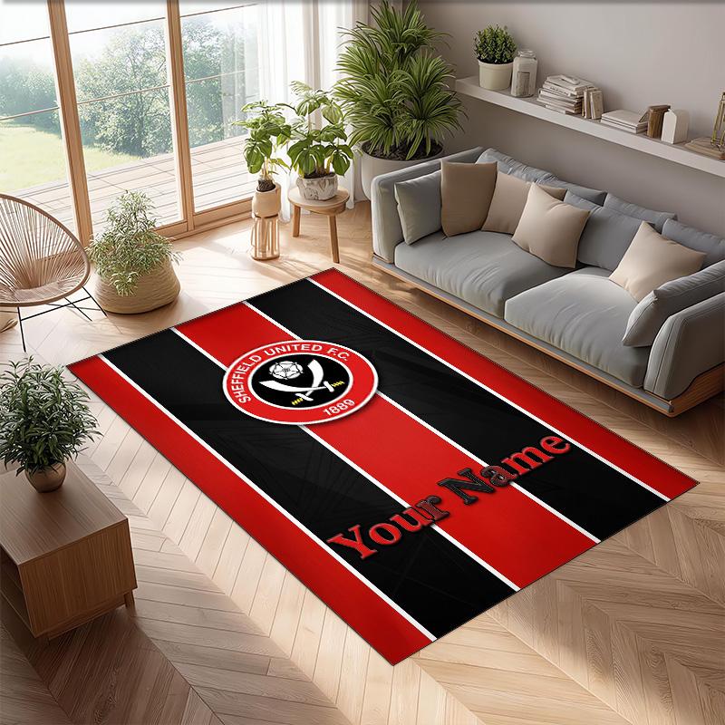 Sheffield United FC Printed Crystal Velvet Rug Non‑Slip Crystal Velvet Carpet For Sofa Bedroom Indoor Home Decoration