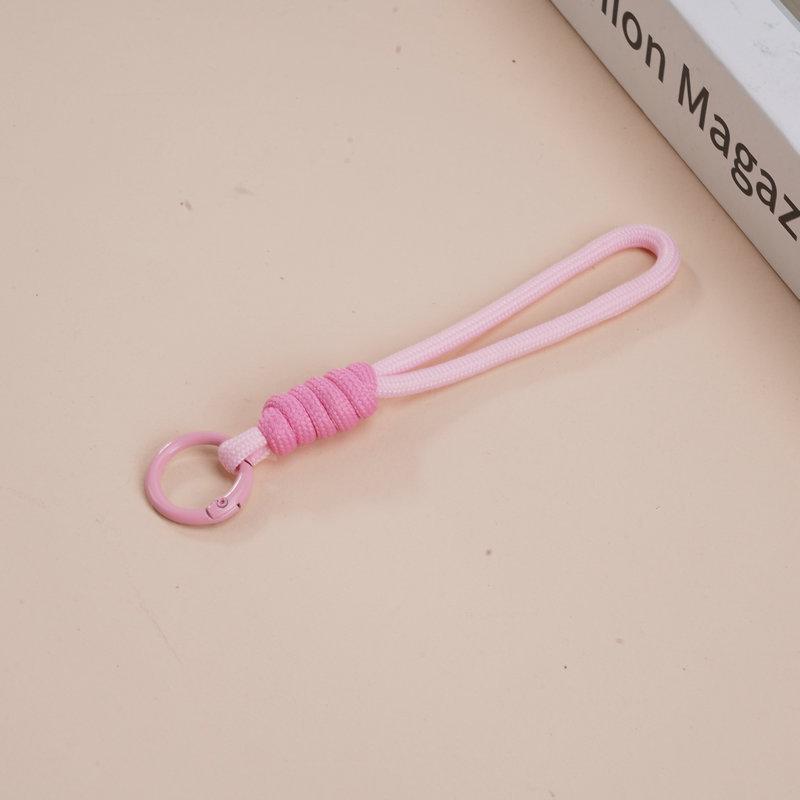 Multifunctional Color Block Woven Lanyard Keychain with Cartoon Plush Bag and Perler Bead Pendant