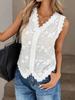 Vintage Embroidery Leaf Relief Jacquard Lace V-neck Heavy Embroidered Crop Tank Top Summer Casual Vest