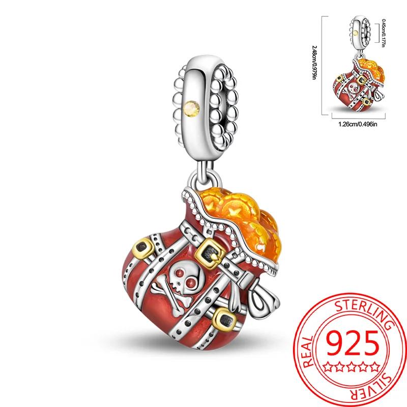 Copper Mr. Pirate & Treasure & Gold Coin & Turtle Beach Fruit Shell Blue Beads Fit Original Bracelet Diy Fine Jewelry Gift