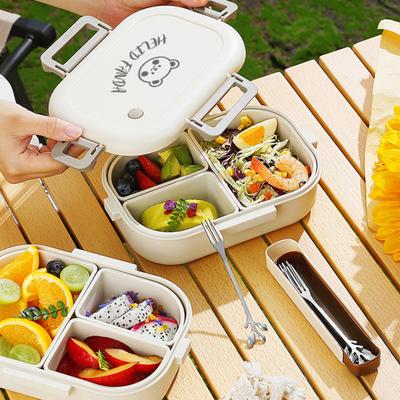 Lunchbox, BPA-frei, mikrowellengeeignet, großes Fassungsvermögen, auslaufsichere Bento-Box, tragbar, geteilter Lebensmittel-Aufbewahrungsbehälter