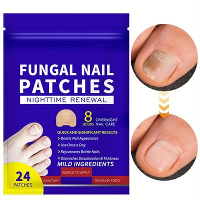 24 Stück Pilz-Nagelpflaster, Nagelpilzbehandlung Extra Stark – Über Nacht Nagelpflege Reparatur für Beschädigte Verfärbte Nägel