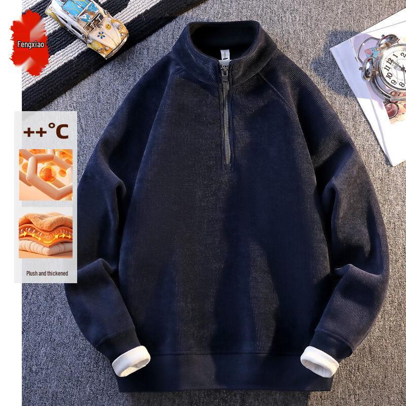 

Men s Stand Collar Warm Fleece Pullover Sweatshirt 3XL