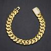 Men's 18K Gold-Plated Copper Cuban Chain Bracelet Custom Logo 6 to 18mm Monaco Necklace Miami Cuban Chain Necklace