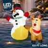 JOYFY 2M Langes aufblasbares Weihnachtsdekoration Rentier uriniert auf Schneemann mit eingebauten LEDs für Weihnachtsfeier Hof Garten Dekoration