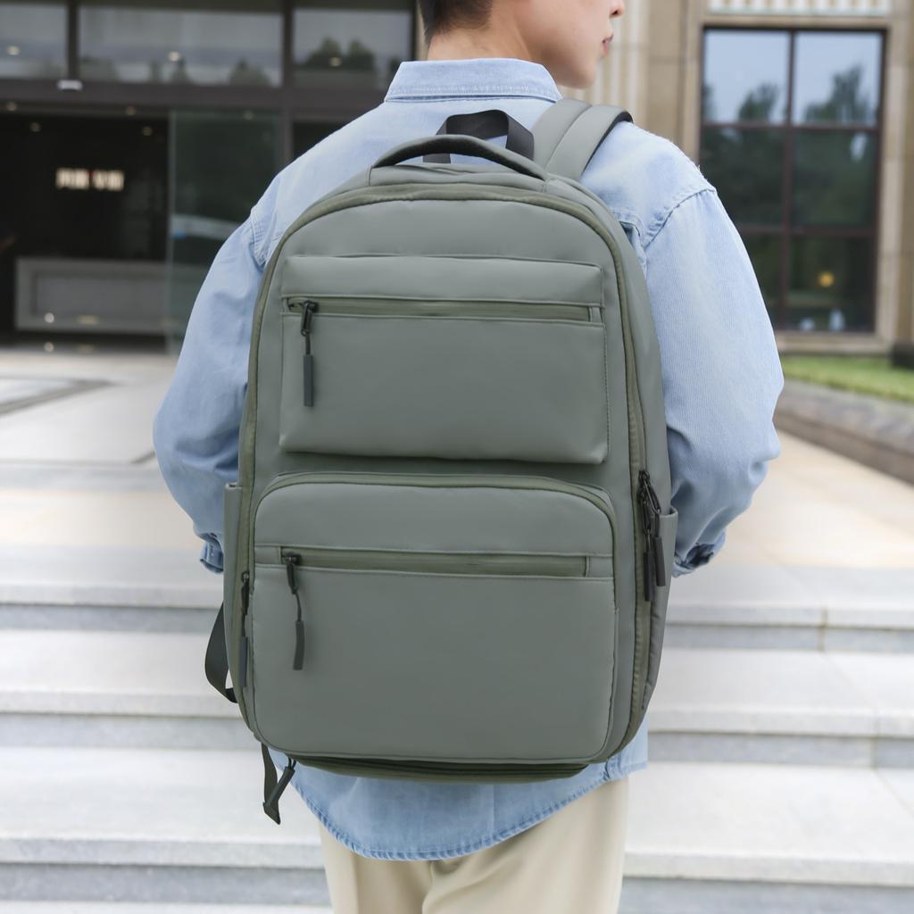 Schoolbag Backpack Men's Solid Color Temperament Korean Version Casual Backpack Men's Student Daily Commuting Fashion Temperament Backpack