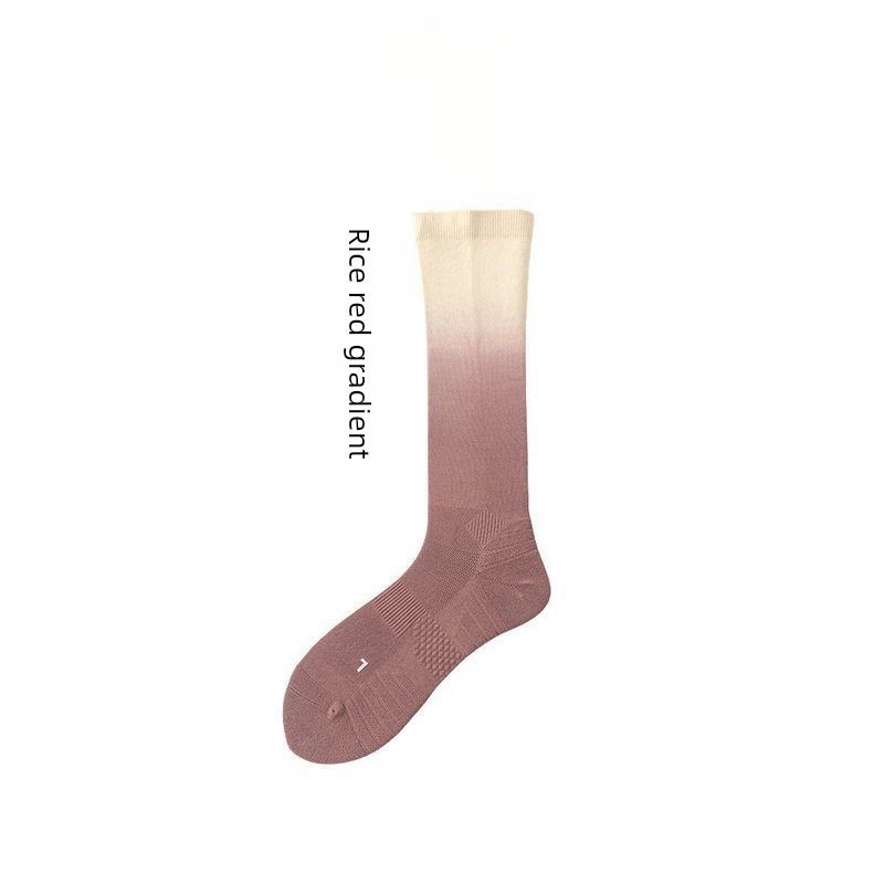 

Foreign Trade Export Korean Gradient Sports Pressure Fitness Compression Skinny Leg Pressure Decreasing Running Yoga Calf Socks Rice red gradient