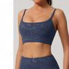 Women's Printed Thin Strap Sports Bra Sleeveless Workout Yoga Crop Top with Chest Pad