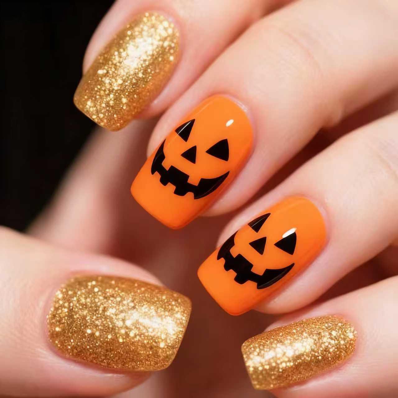 

Handmade European and American Ghost Face Press-On Nails for Halloween