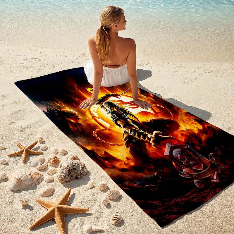 1pc Mortal Kombat4 Beach Towel, Comfortable and Thick, and Swimming/Bath/Picnic/Camping Towel, Suitable for Seaside Beaches