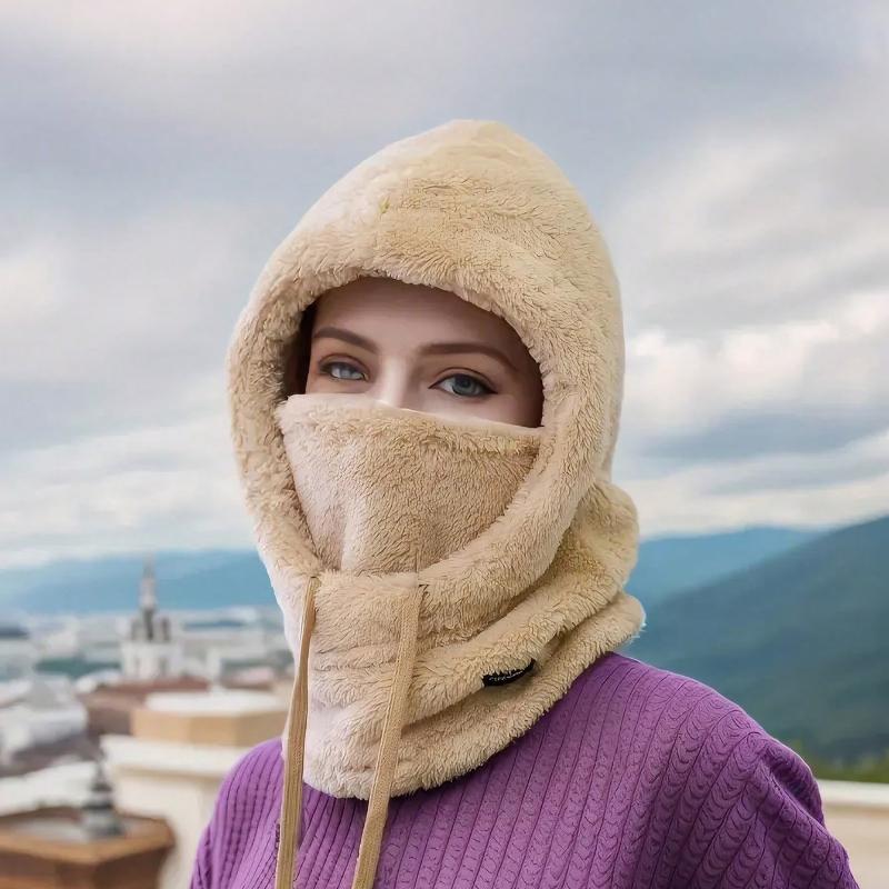 1pc Winter Ear & Neck Warmer Hat with Thermal Lined, Ski Face Mask, Polyester Knitted Full Head & Neck Warmer, Unisex, Lightweight, Random Tag