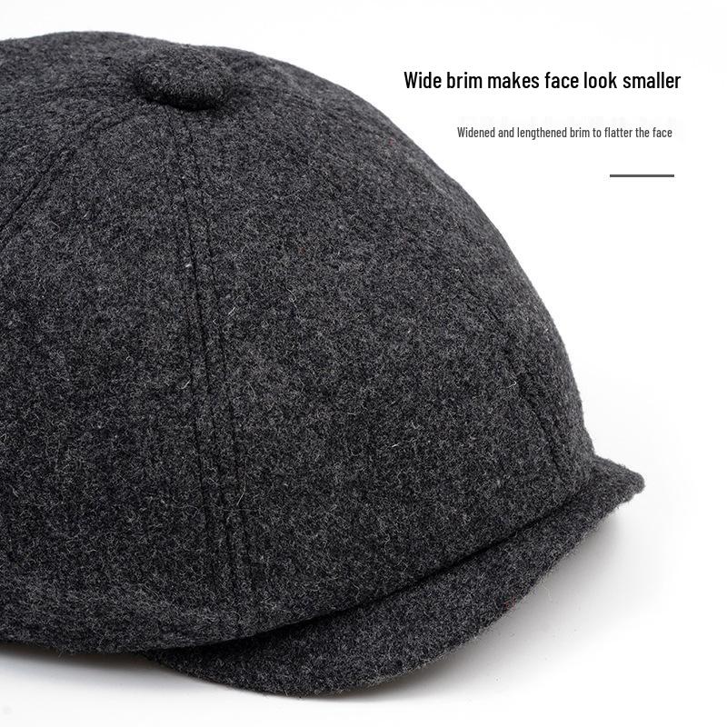 Men's British Retro Wool Octagonal Cap - Autumn/Winter Warm European Duckbill/Beret Style