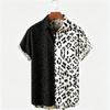 Camicia Estiva Bicolore con Stampa Leopardo Abbigliamento da Vacanza Hawaiana Moda Maschile Camicia Stile Spiaggia Camicia Quotidiana da Uomo e Donna