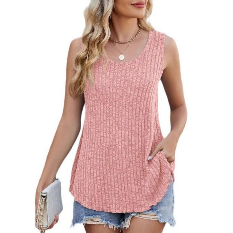 Spring New Round Neck Casual Sleeveless Solid-color Knitted Vest
