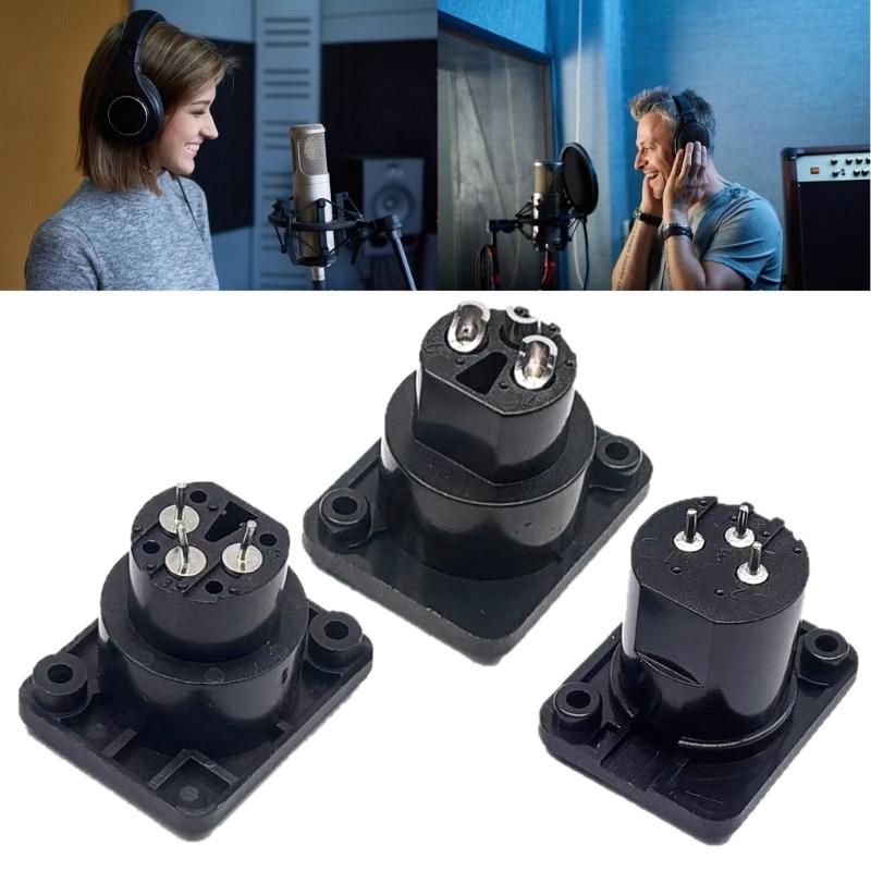 3Pin XLR Straight Terminal Panel Mount Connector ABS Alloy Auditory Adapter For Studio Live Performances