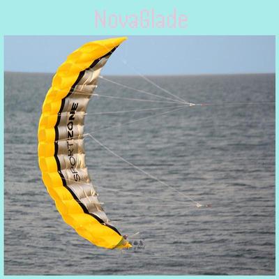 Vibrant Yellow 2.5m Dual Line Parafoil Parachute Stunt Sport Kite Ideal For Outdoor Fun