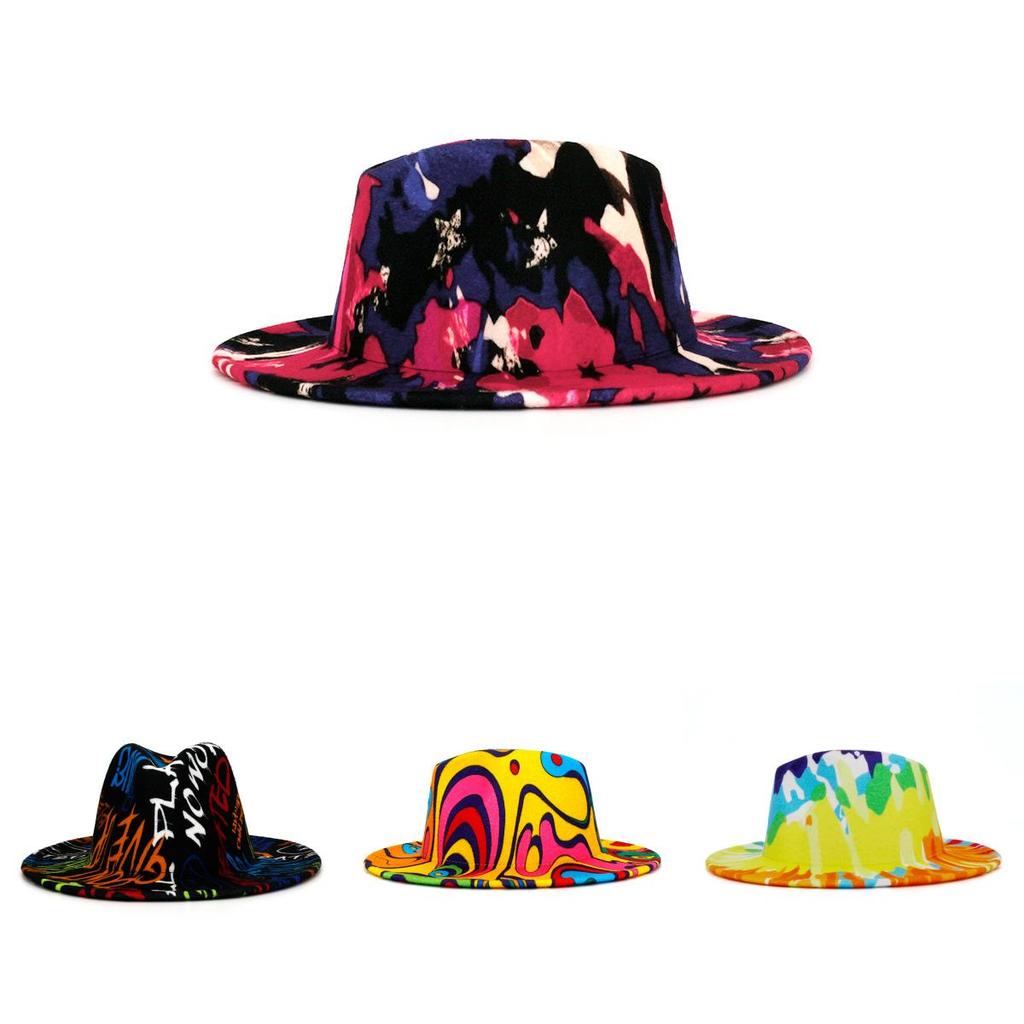 Trendy Jazz Hat For Men In Tie-dye Wool With Breathable And Waterproof Features