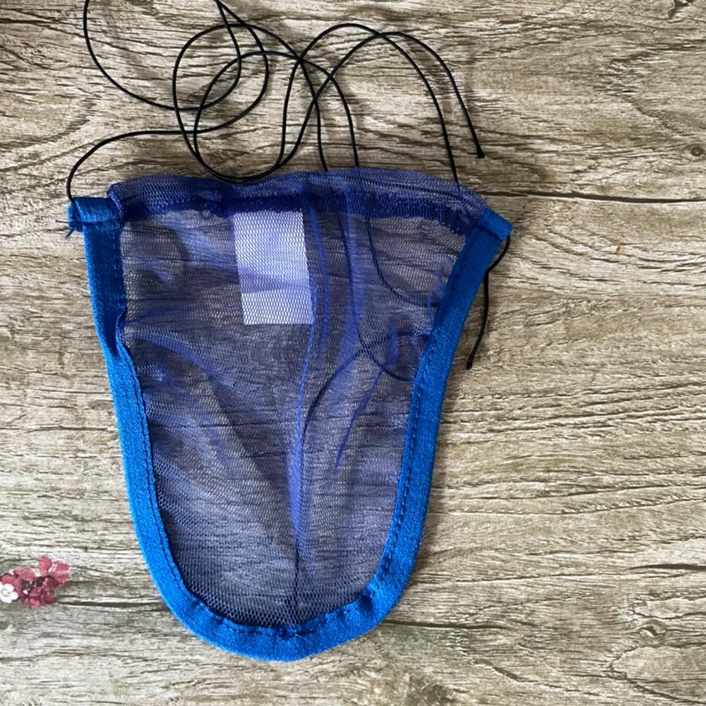 Men Underwear Thongs Lace Up Mens Nylon+Mesh Sheer