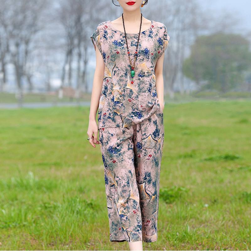 Elegant Women's Sets Summer Plus Size Casual Loose Two Piece Pant Sets for Women