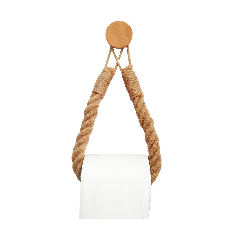 Hemp Rope & Wood Toilet Paper and Towel Holder