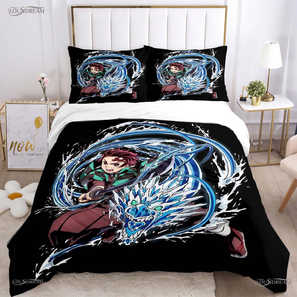 Casal Anime Demon Slayer Alle Staffeln Bettbezug Steppdecke Bettwäsche-Sets Weiche Steppdecke und Kissenbezüge Einzel-/Doppel-/Queen-/King-Größe