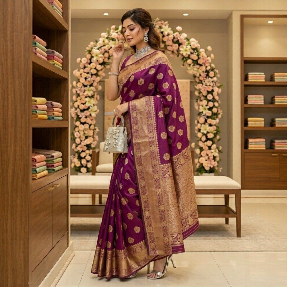 Grand Festive Edit – Soft Silk Saree | Rich Jacquard Royal Drape