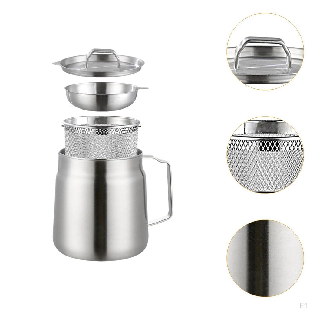 Deep Fryer Pot Stainless Steel Oil Strainer with Filter Party Kitchenware for Stoves