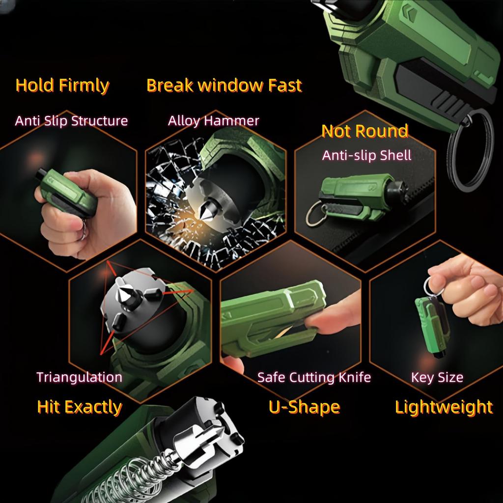Brelok do rozbijania szyb i cięcia, 2 w 1 samochodowy młotek bezpieczeństwa do rozbijania szyb pod wodą, narzędzie do awaryjnego wybijania szyb i ucieczki z pojazdu