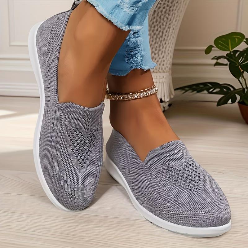 Sneakers, 1 Pair of Lightweight and Breathable Women's Knitted Flats, Breathable Low-top Fitness Shoes,