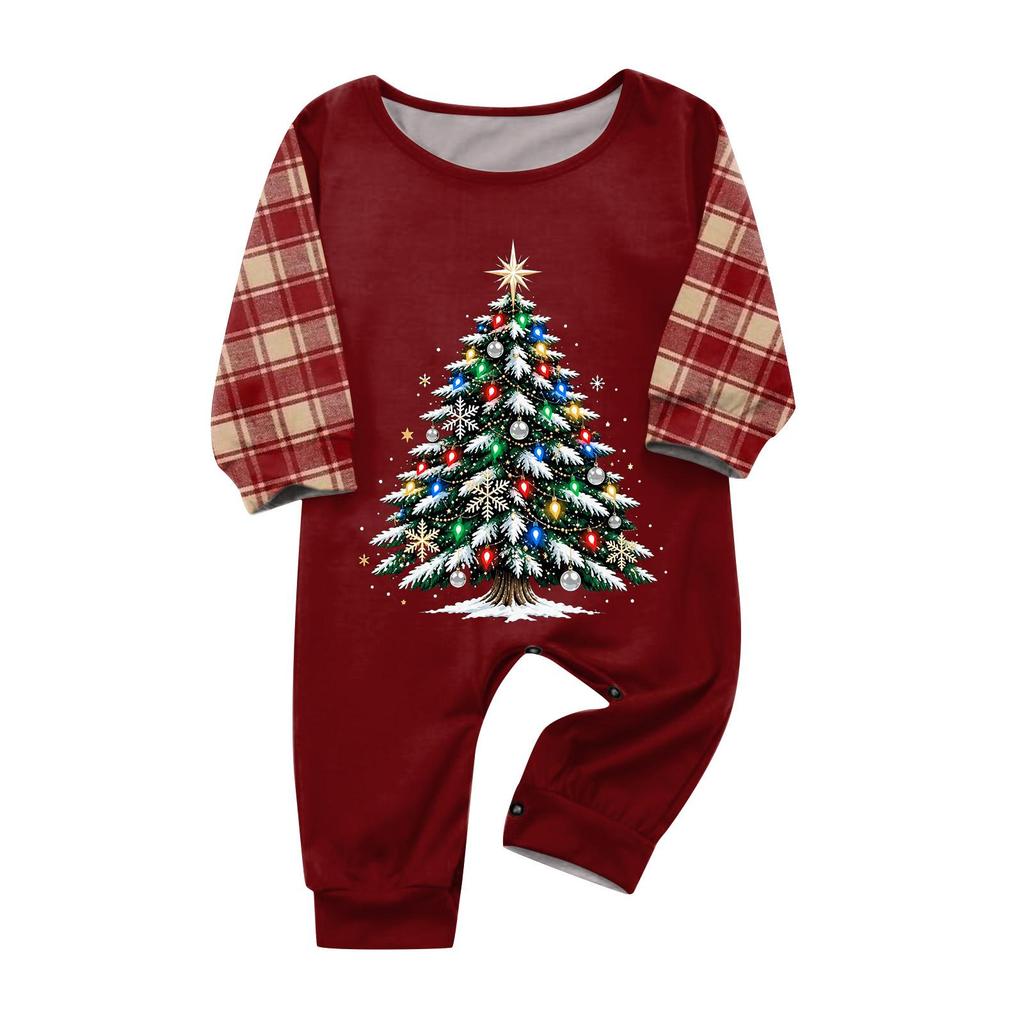 Christmas Print Long Sleeve Pants Family Matching Pajama Set Loungewear for Adults and Kids
