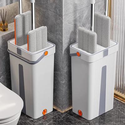 Hand Free Flat Floor with Bucket Mop 33cm Set for Home Floor Cleaning System 360 Rotating Washable Microfiber Lazy Cleaning Tool