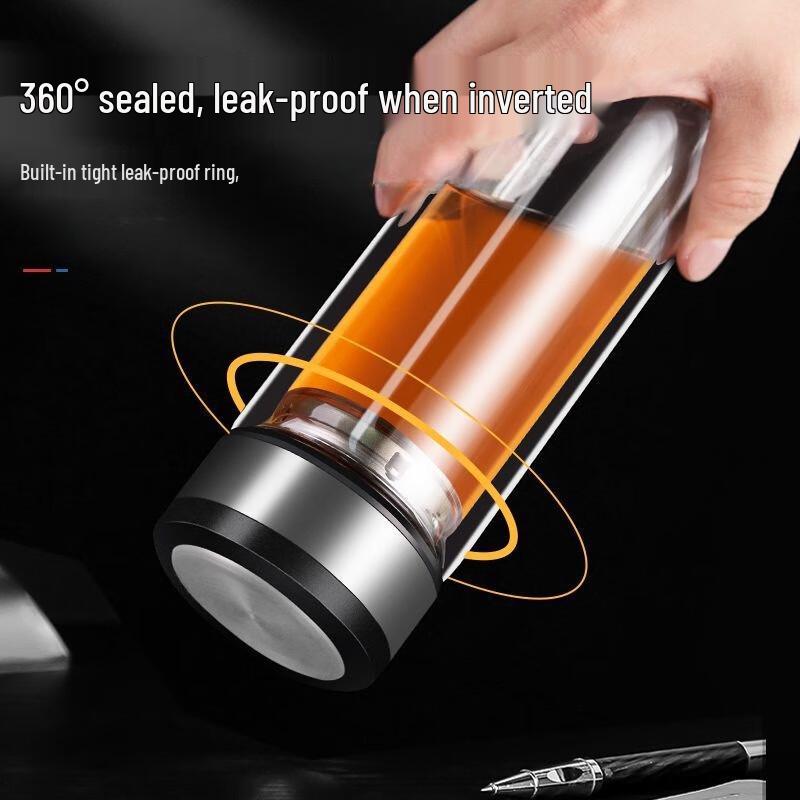 Fuguang Double-Layer Glass Tea Infuser Water Bottle
