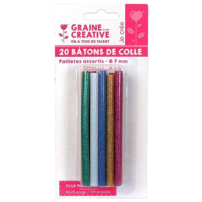 Bâtonnets de colle pour pistolet à colle Ø 7 mm - Couleurs à paillettes