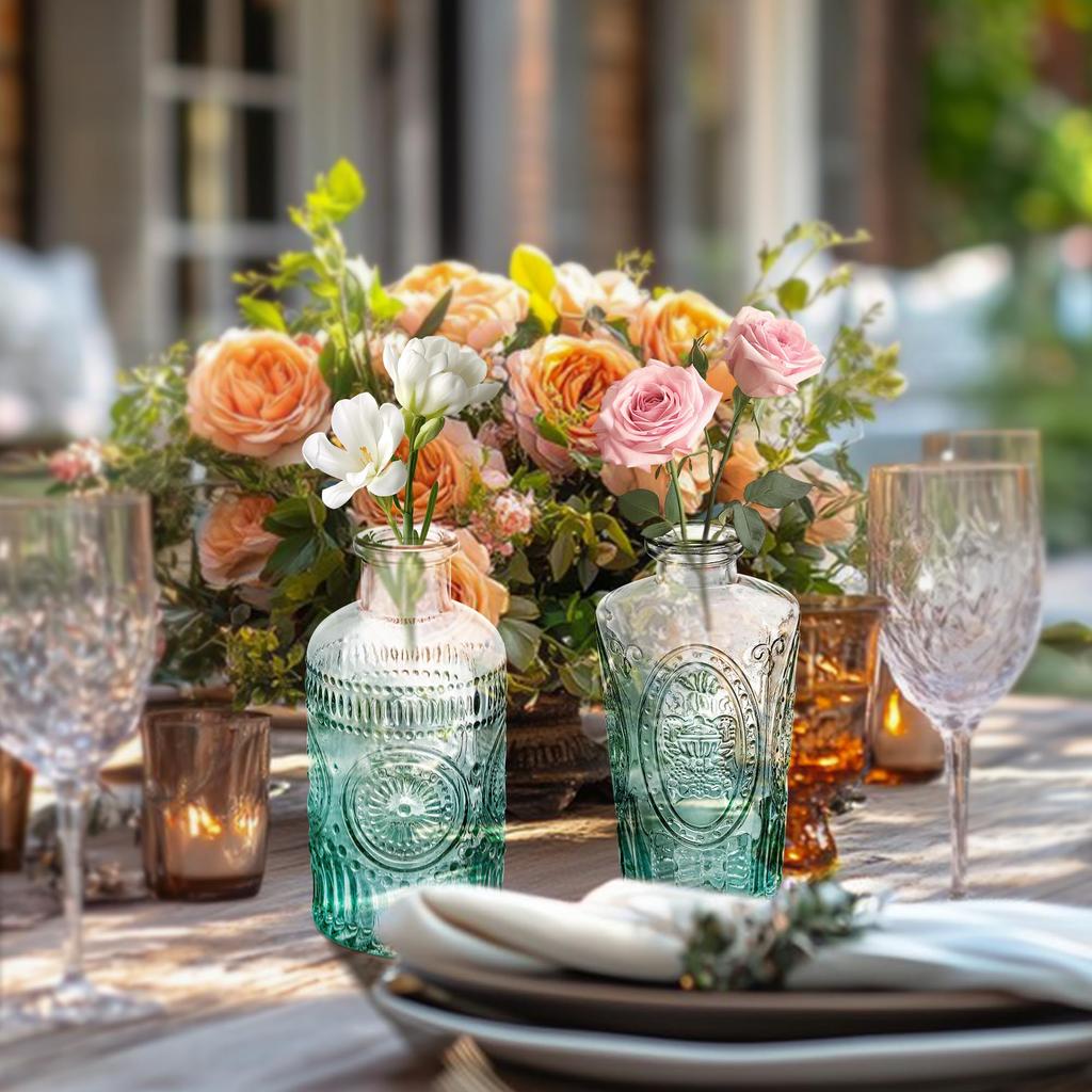 Clear Bud Vases Bulk Small Flower Vases for Wedding Decor Glass Vintage Bottle Set for Centerpieces Home Decor Bottles