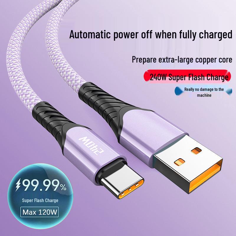 240W Super Fast Type-C Flash Charging Cable for Huawei Honor, 10A Compatible.