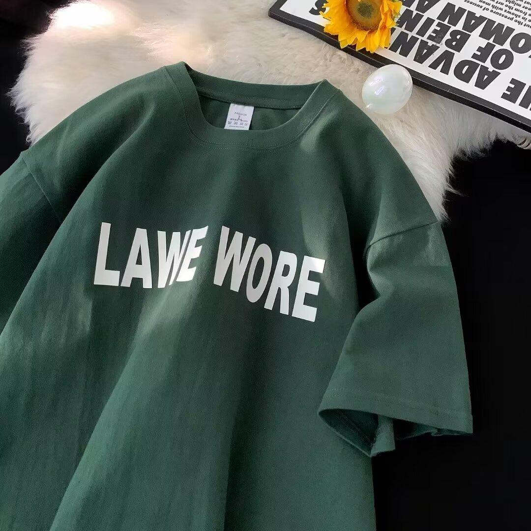 

Мужская модная футболка с круглым вырезом и короткими рукавами с принтом для лета, свободный повседневный топ 5XL темно-зеленого