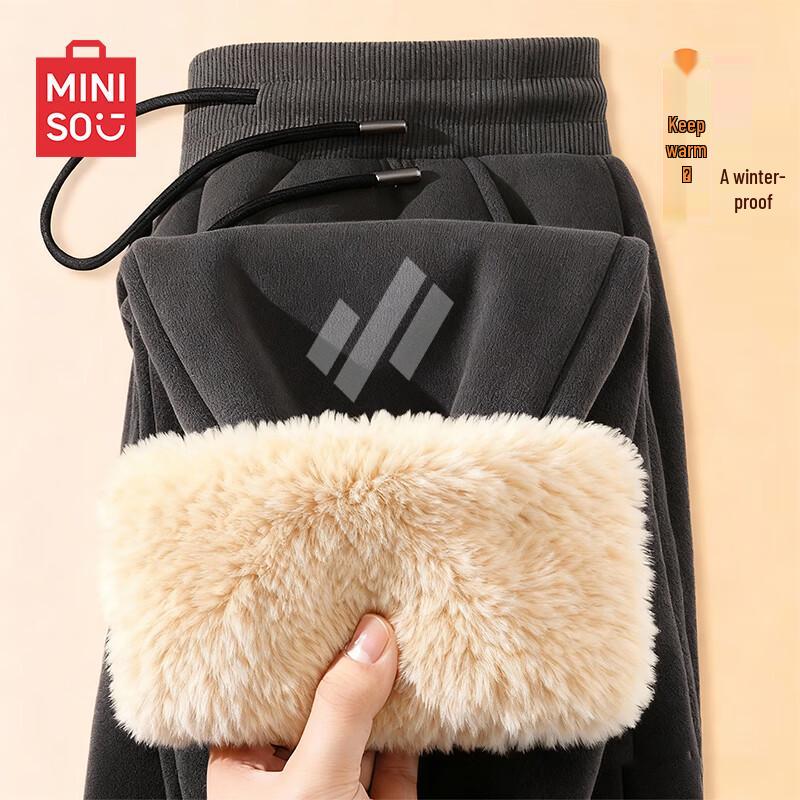 

MINISO Men s Sherpa Lined Winter Fleece Jogger Sweatpants 3XL