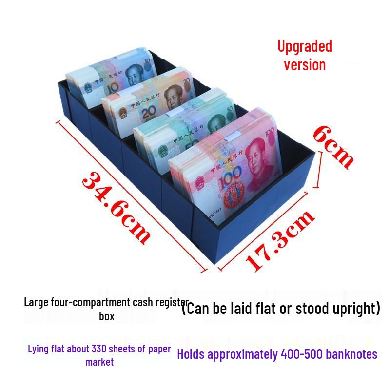 Kassenschublade mit fünf Fächern und Metallklammern